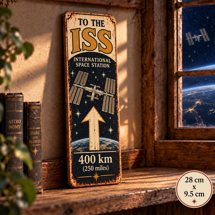 international space station Sign Directional Space Astronomy Lunar vintage style