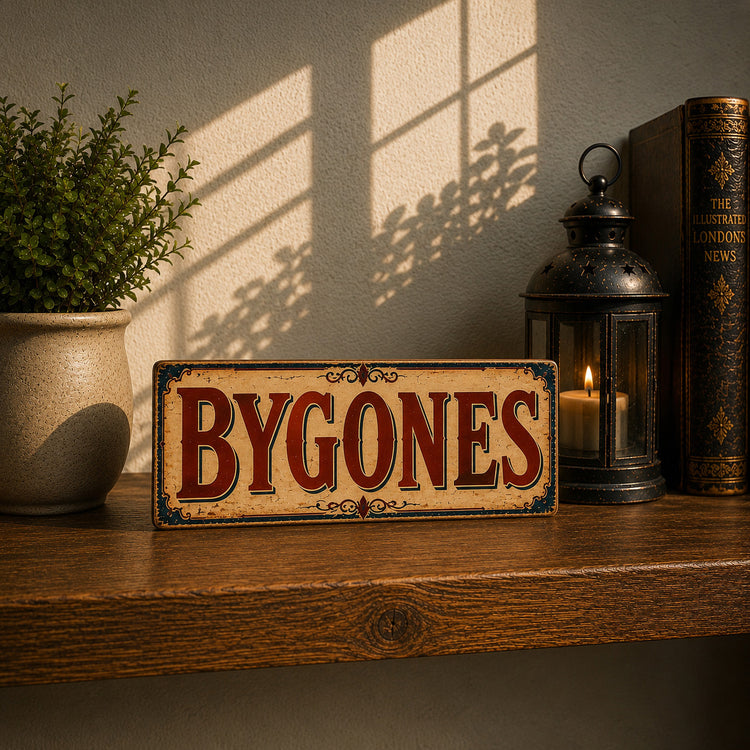 Bygones Sign Wood Vintage Antique Style Advertising shop Signs 28cm BYGONES