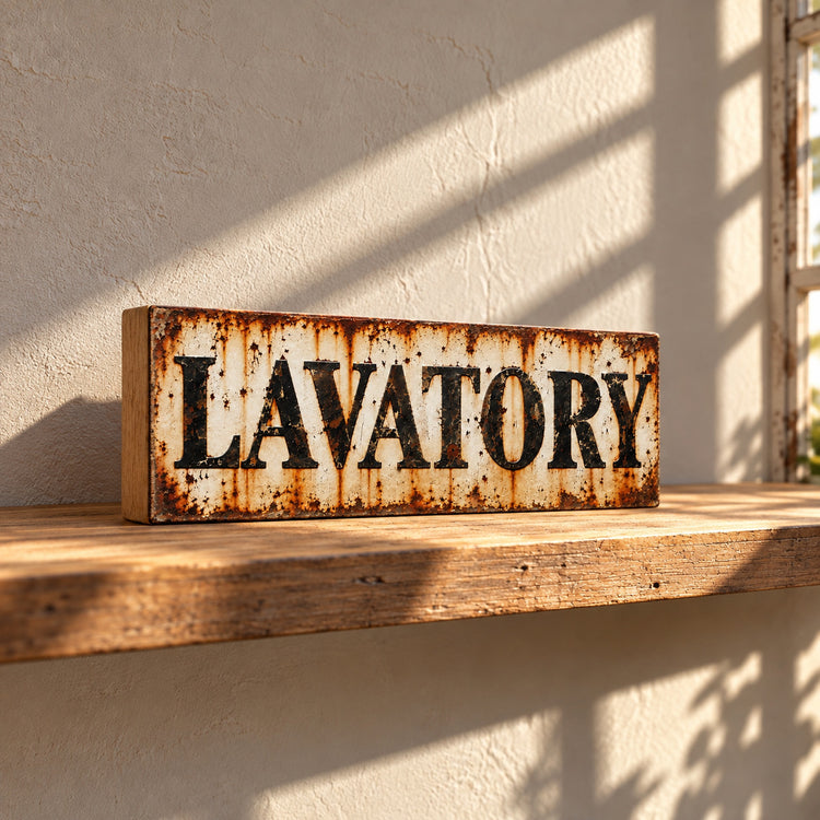 Lavatory Sign Vintage Style Bathroom Wood Sign Victorian Toilet Loo