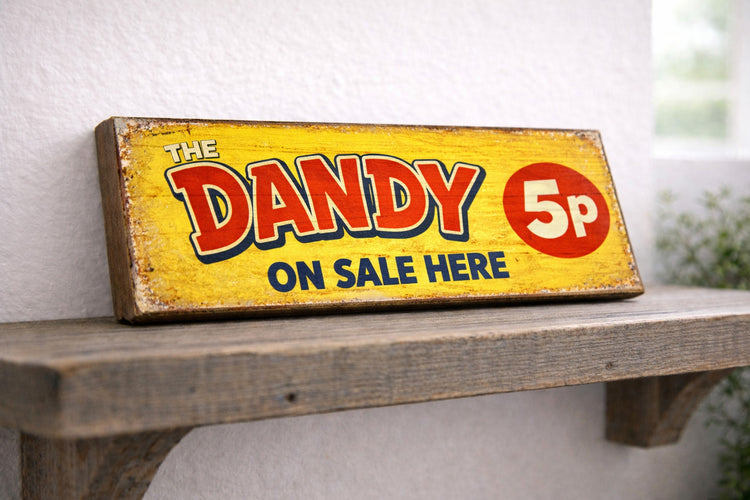 The Dandy sign vintage classic retro style shop wooden comic beano comics comic