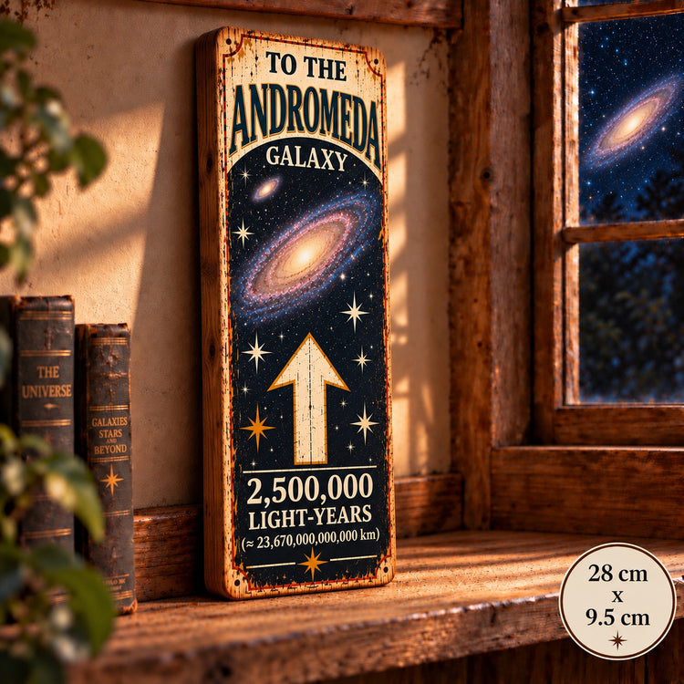 Andromeda galaxy Directional Space Astronomy Lunar vintage style Stars moon