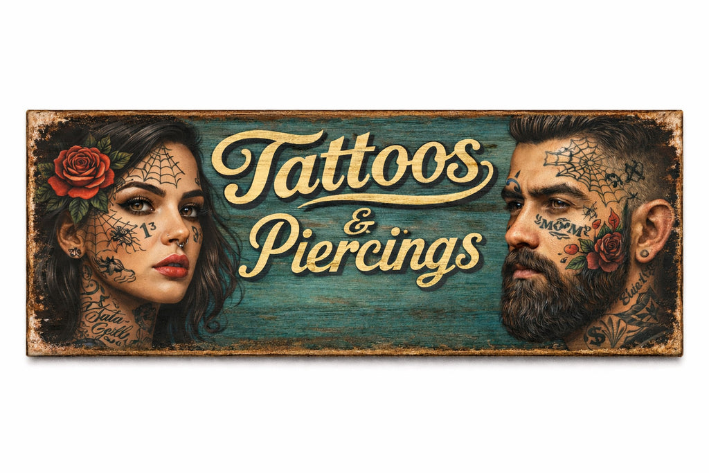 Tattoo sign Retro Vintage Style tattooist 28cm wooden signs