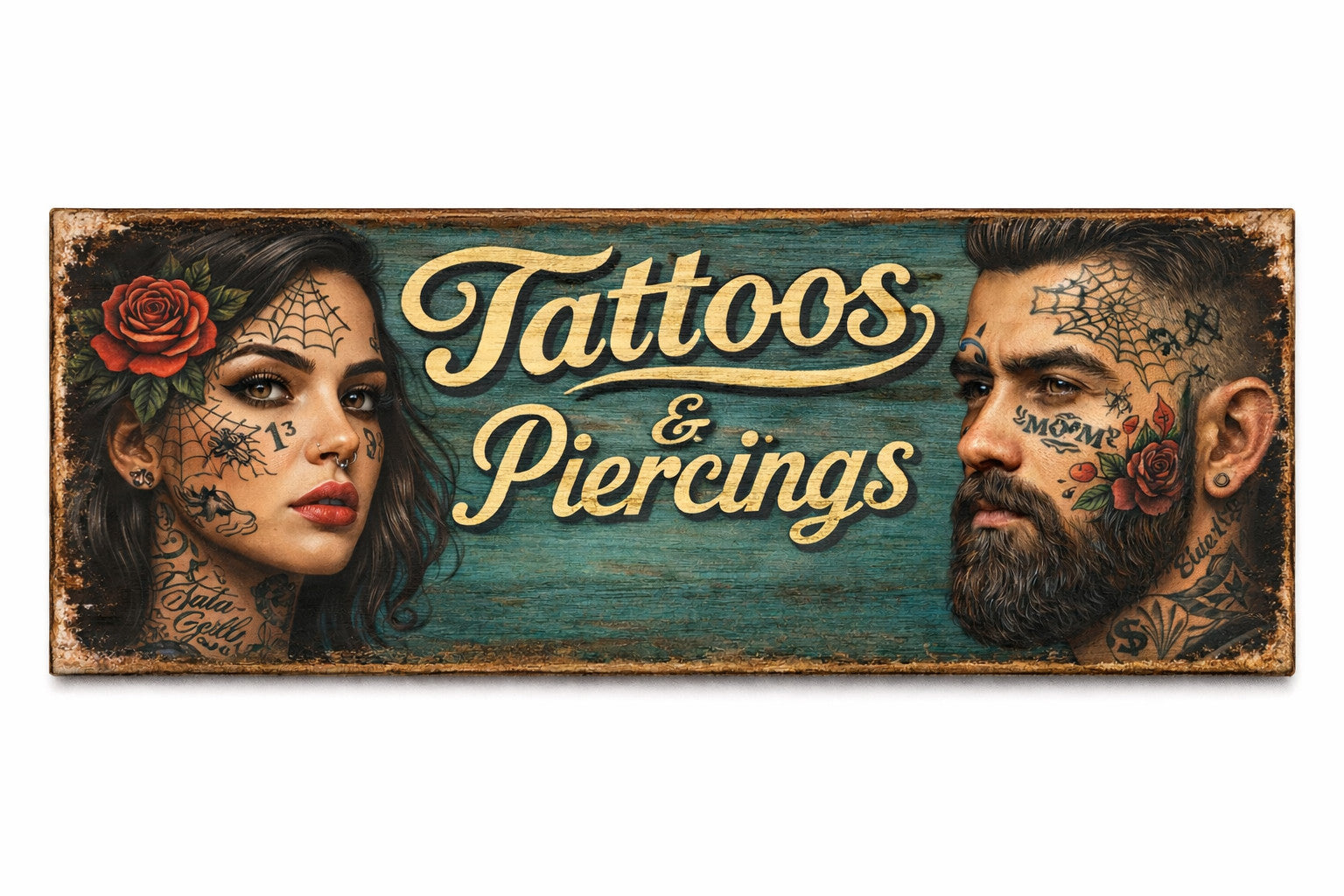 Tattoo sign Retro Vintage Style tattooist 28cm wooden signs