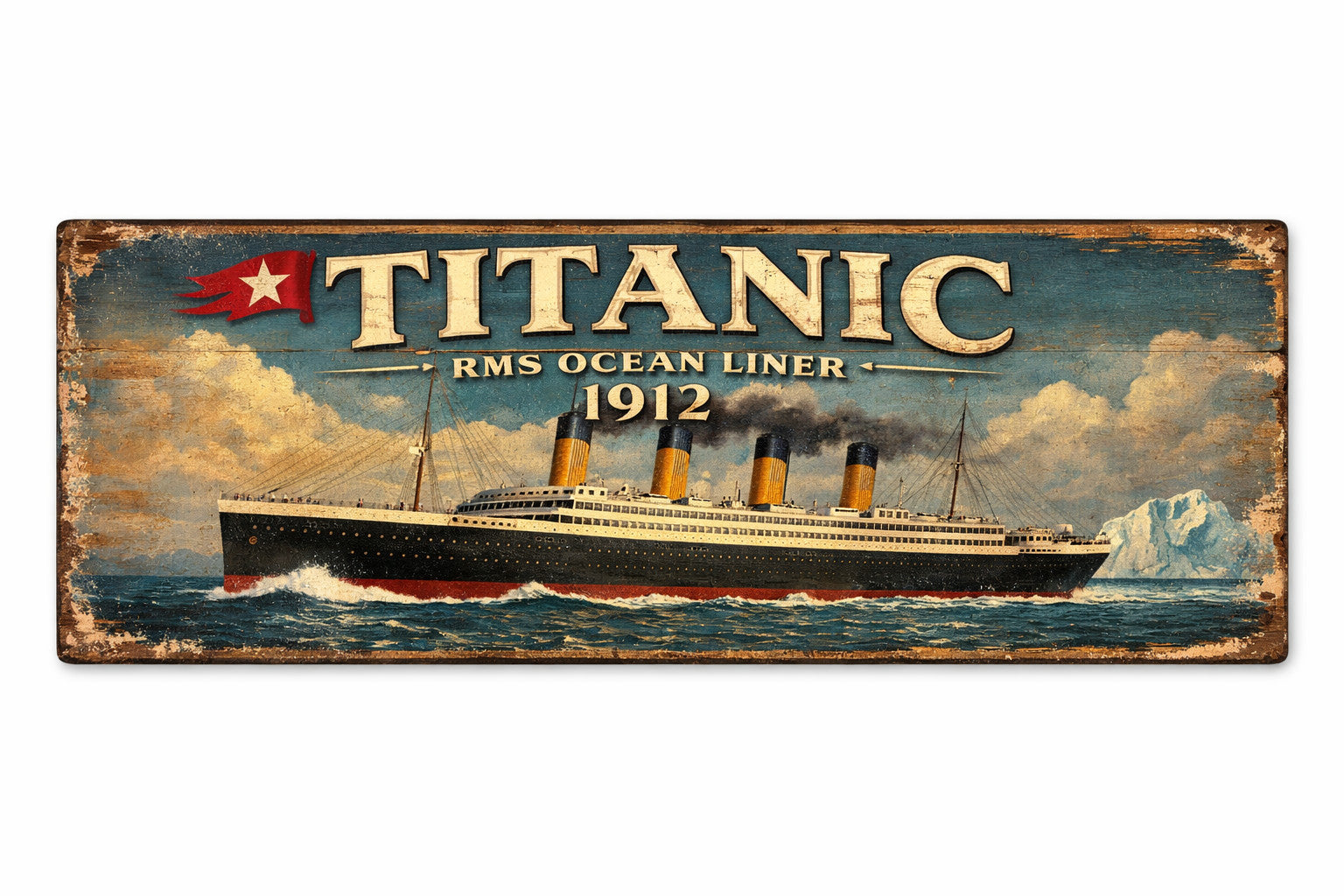 Titanic Sign Vintage style Wooden signs Wall Plaque 28cm TITANIC Bathroom