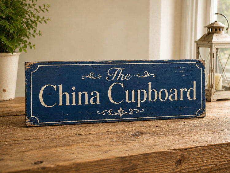 China Sign The China Cupboard Vintage style wooden sign, 28cm CHINA CUPBOARD