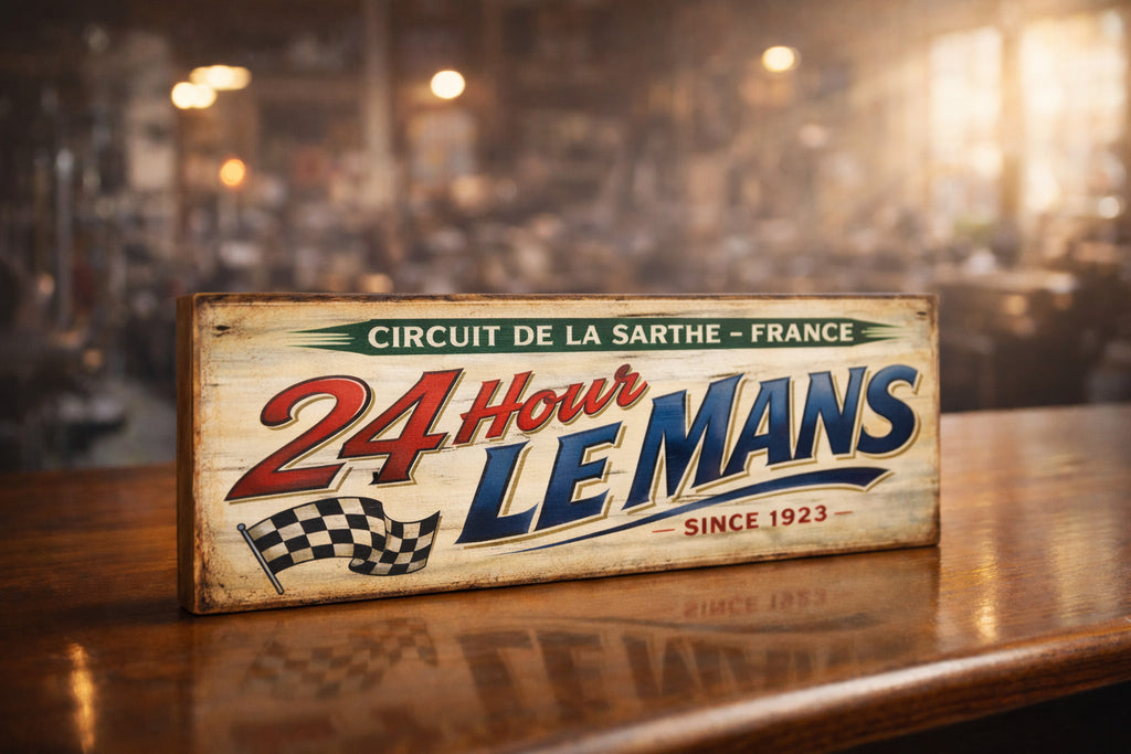 Le Mans 24hr Sign vintage style wooden race circuit signs 28cm France LE MANS