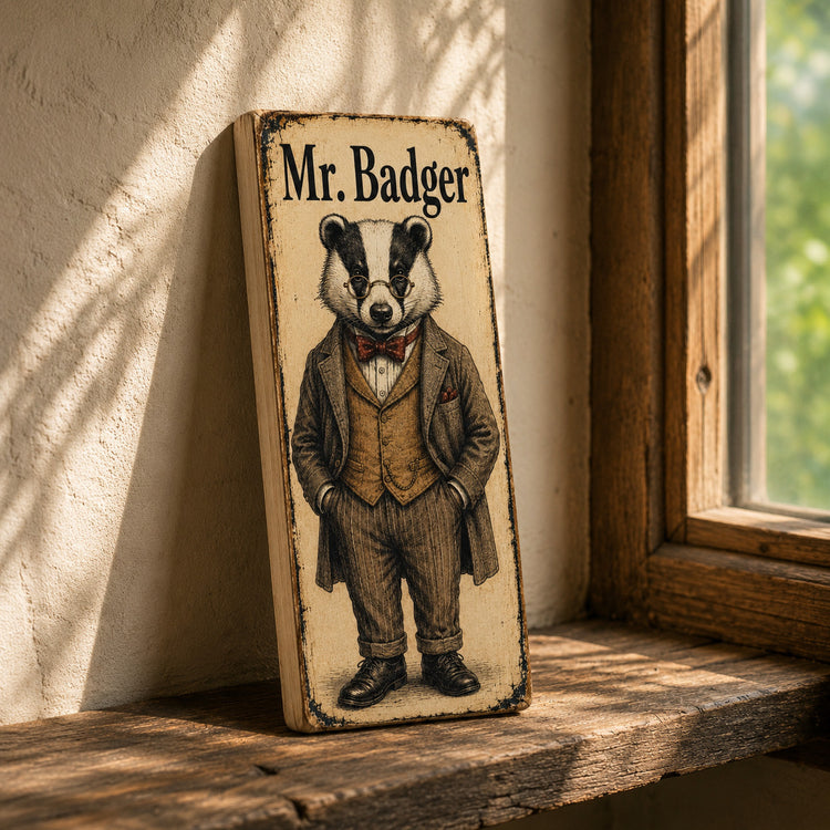 Badger wooden sign BADGERS ART Woodland Animal Signs 28cm