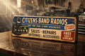 CB Radio Sign Vintage citizen band radios Retro 28cm wooden sign 70s 80s antenna