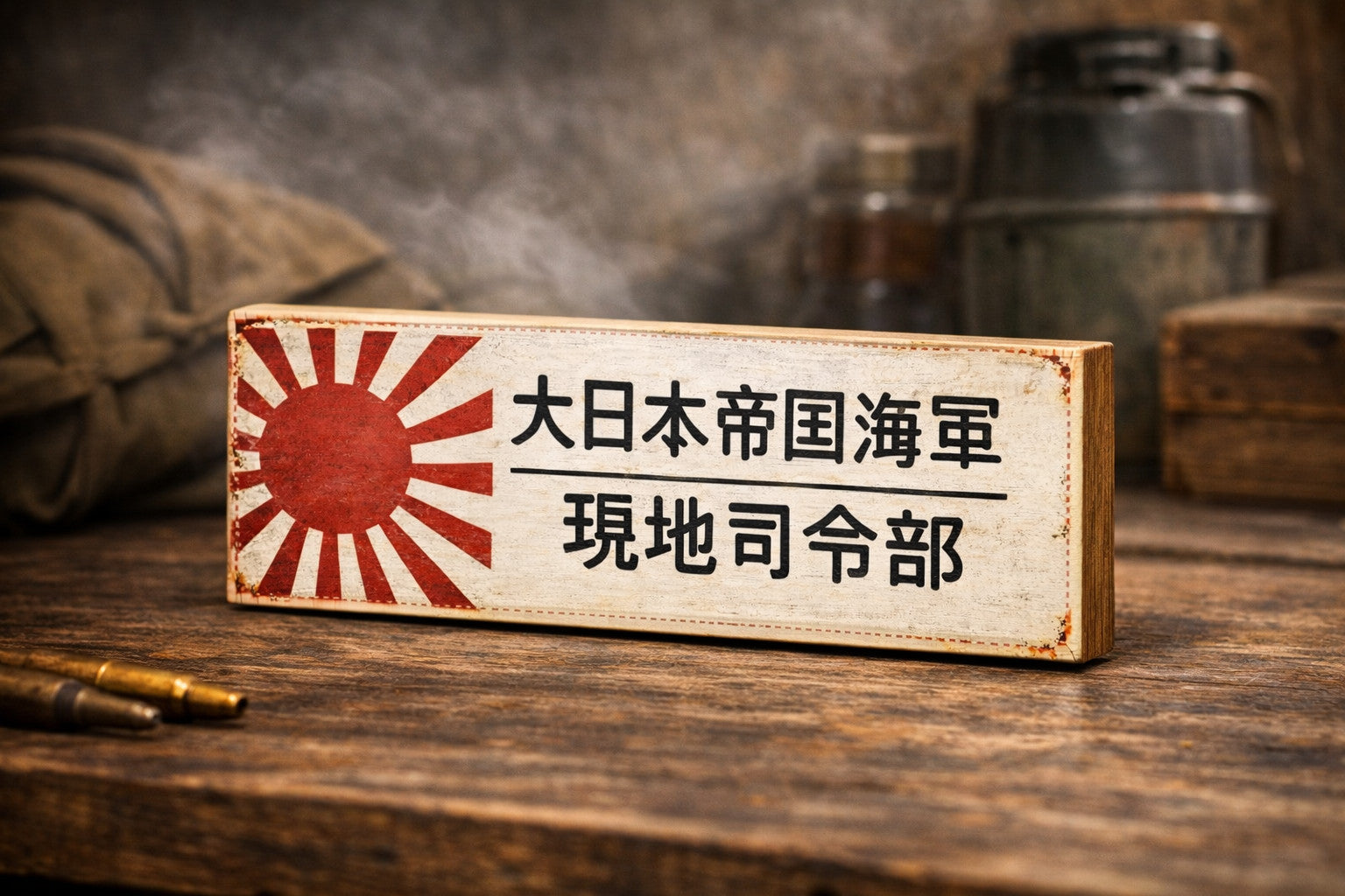 Rising Sun Vintage Japanese  Wooden Sign WWII-Style Military Wooden Plaque 28cm