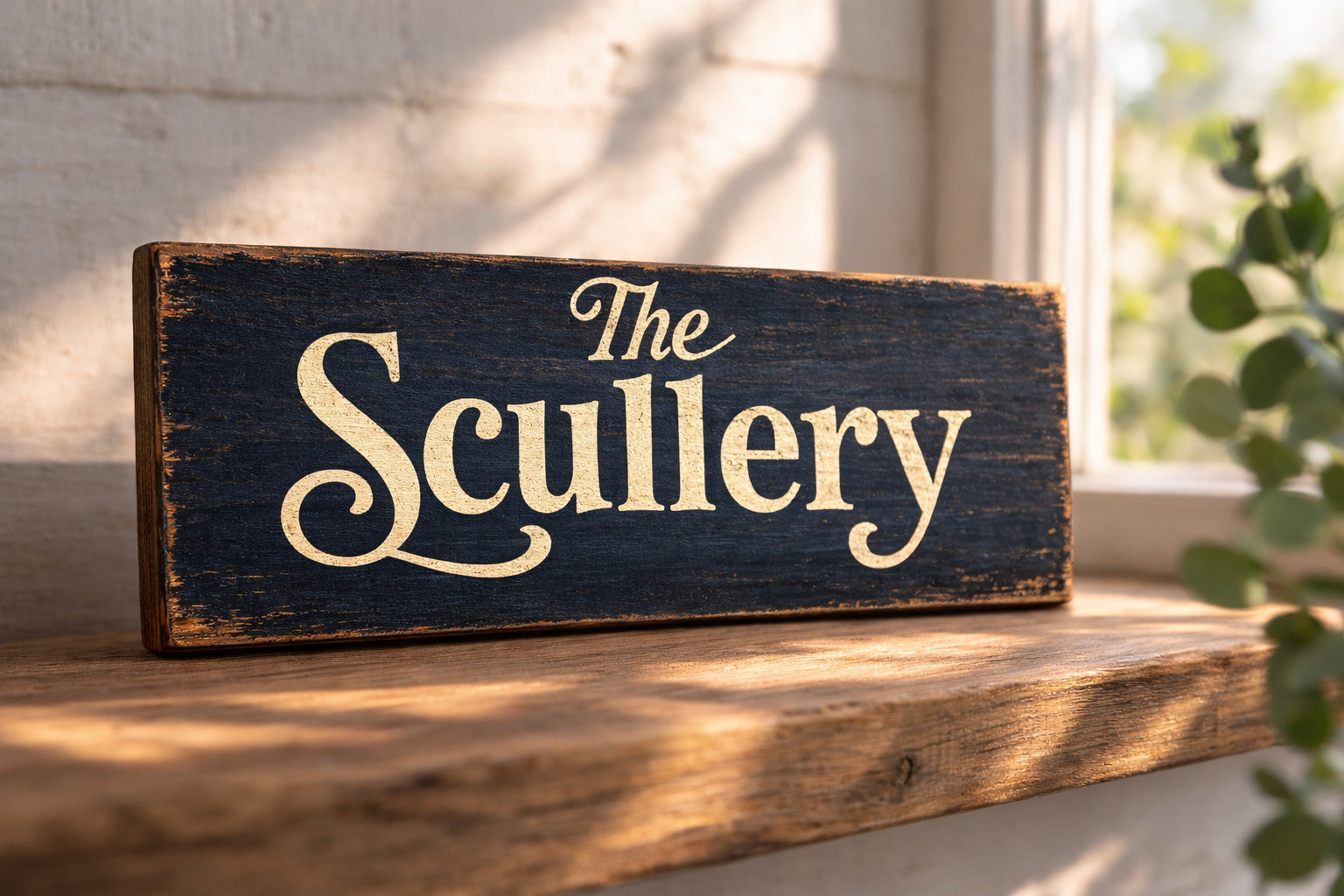 Scullery wooden sign 28cm rustic vintage style room signs SCULLERY