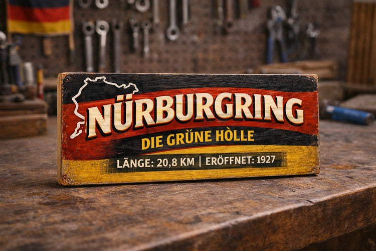 Nurburgring Circuit  Vintage Style Tribute sign wooden 28cm Race Track German