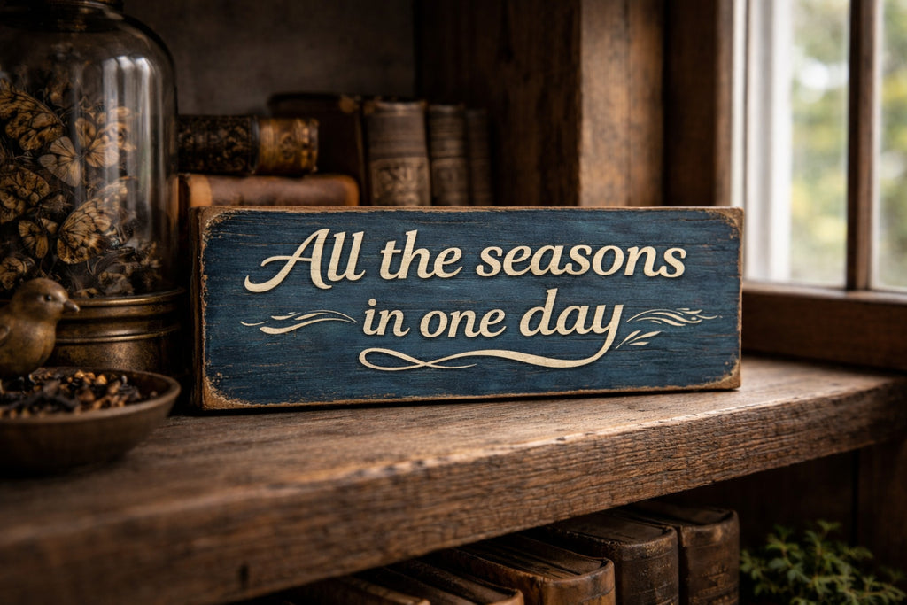 seasons sign wooden classic snug cosy signs winter summer spring autumn