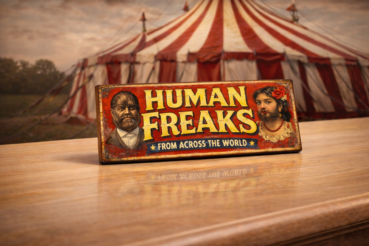 Freak Show Sign Fairground Circus Vintage Style Freakshow Handmade 28cm wooden