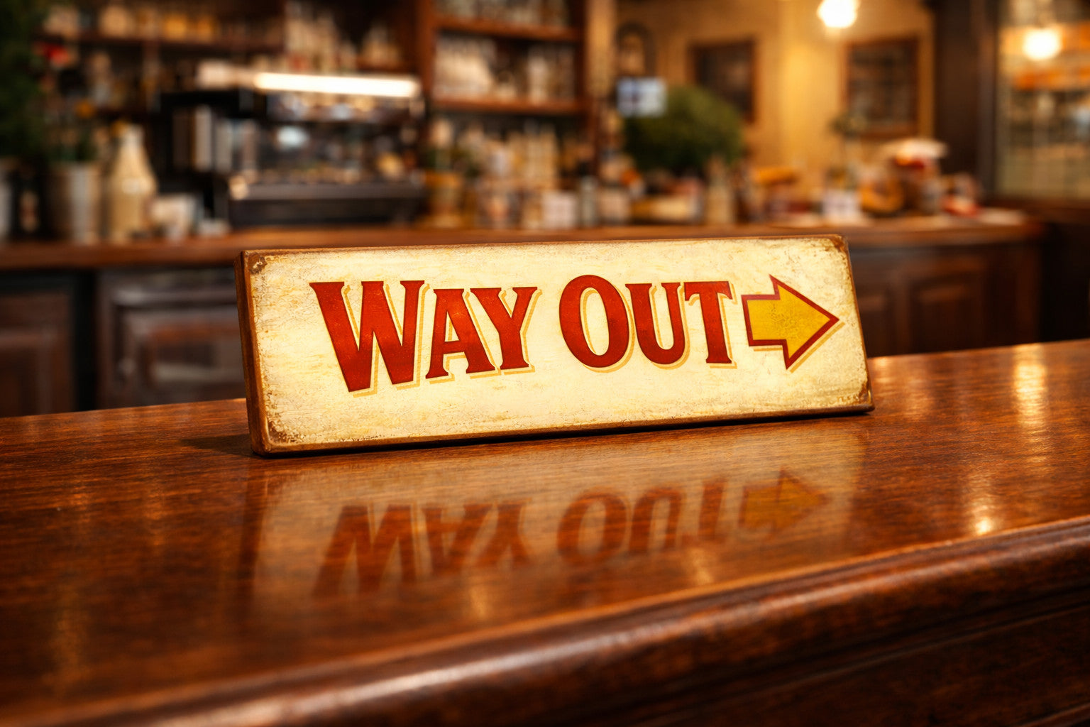 Way Out Sign Fairground Retro Vintage Style Plaque Exit Signs Shop