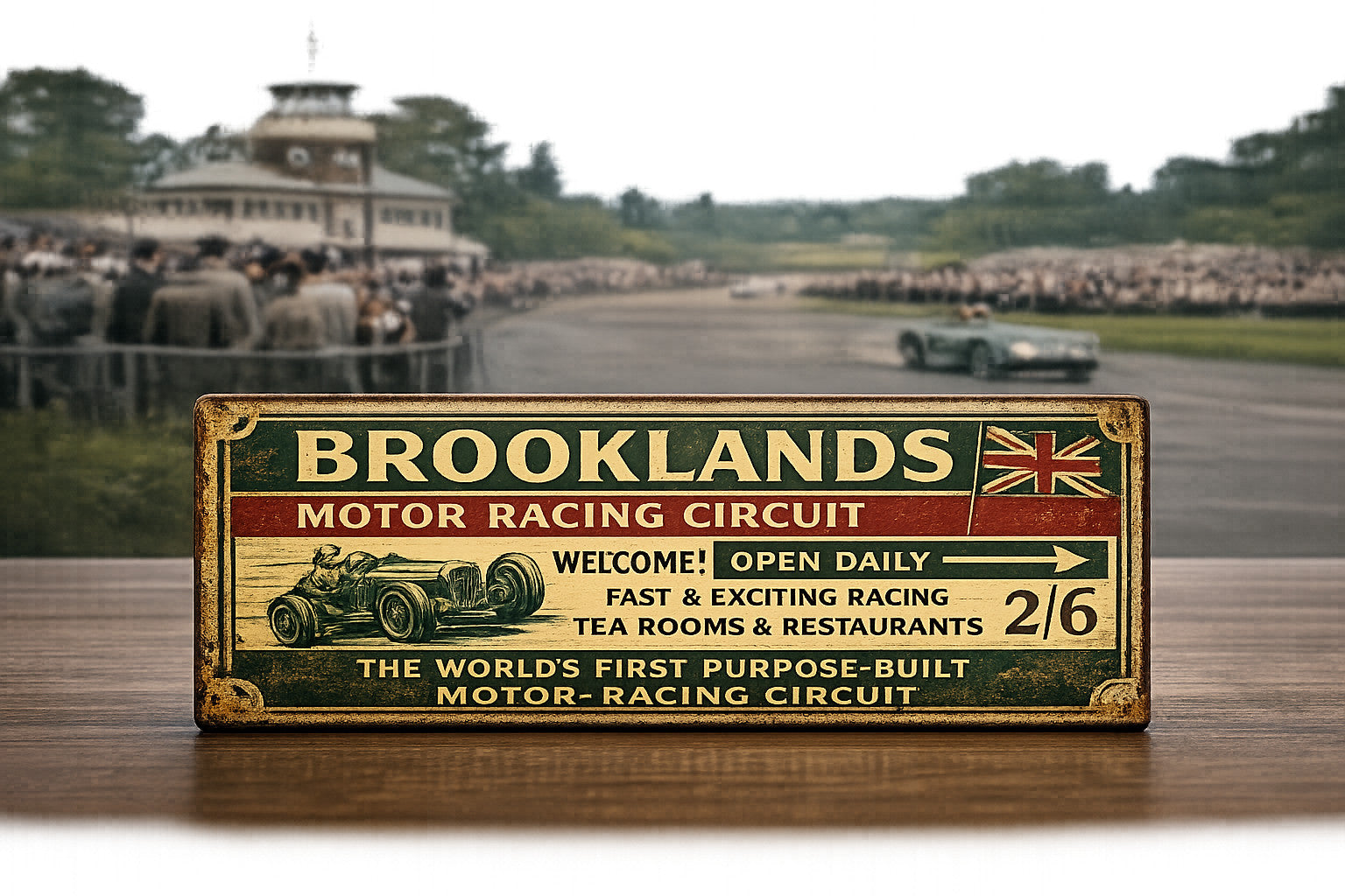 Brooklands Sign Motor Circuit Vintage Style Garage signs BROOLLANDS Plaque