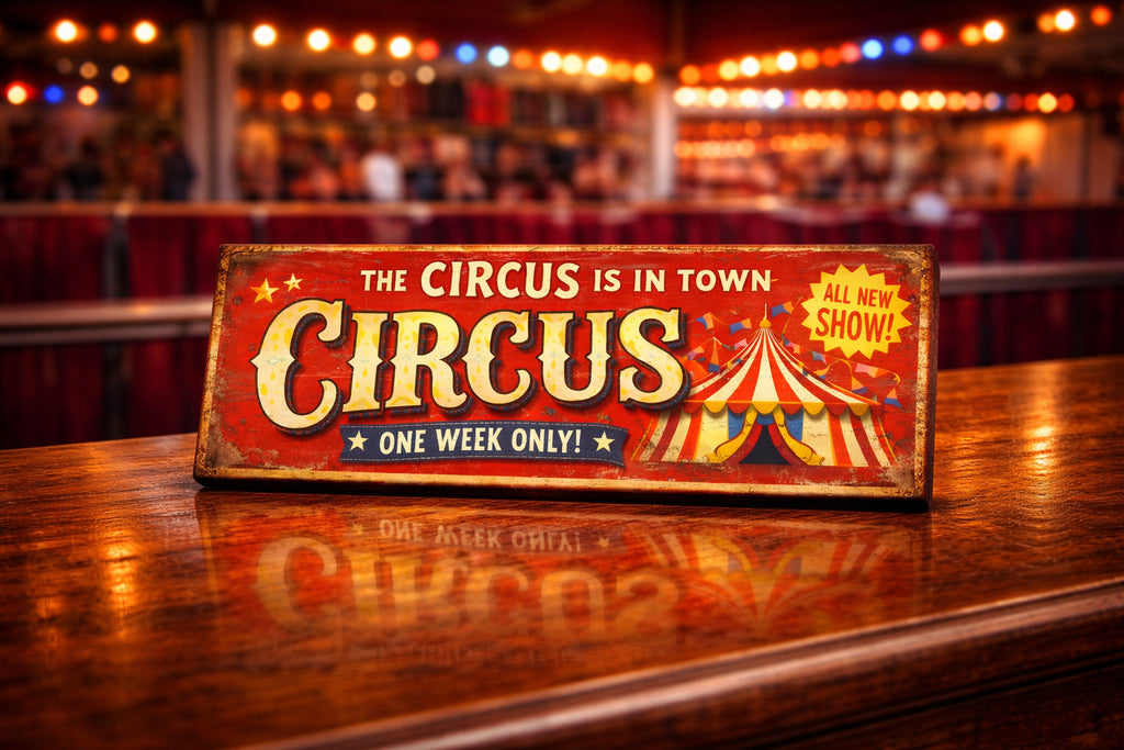 Circus Sign Vintage Style Retro small wooden funfair signs plaques 28cm