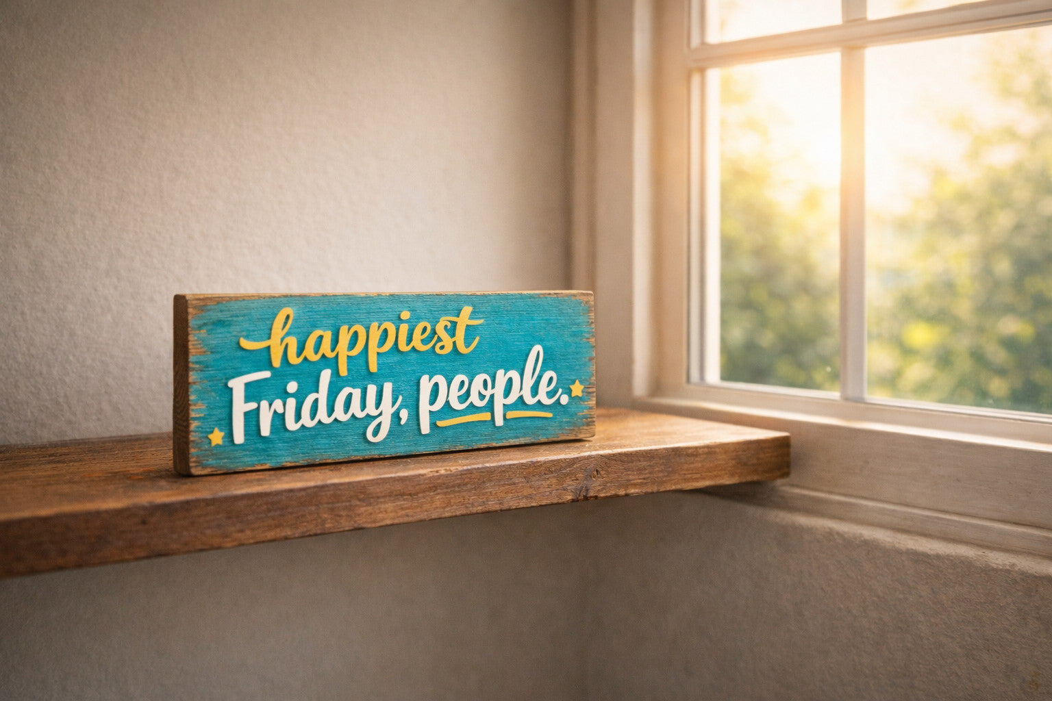 Happy Friday sign vintage style wooden signs retro fun FRIDAY sign Bar Shop