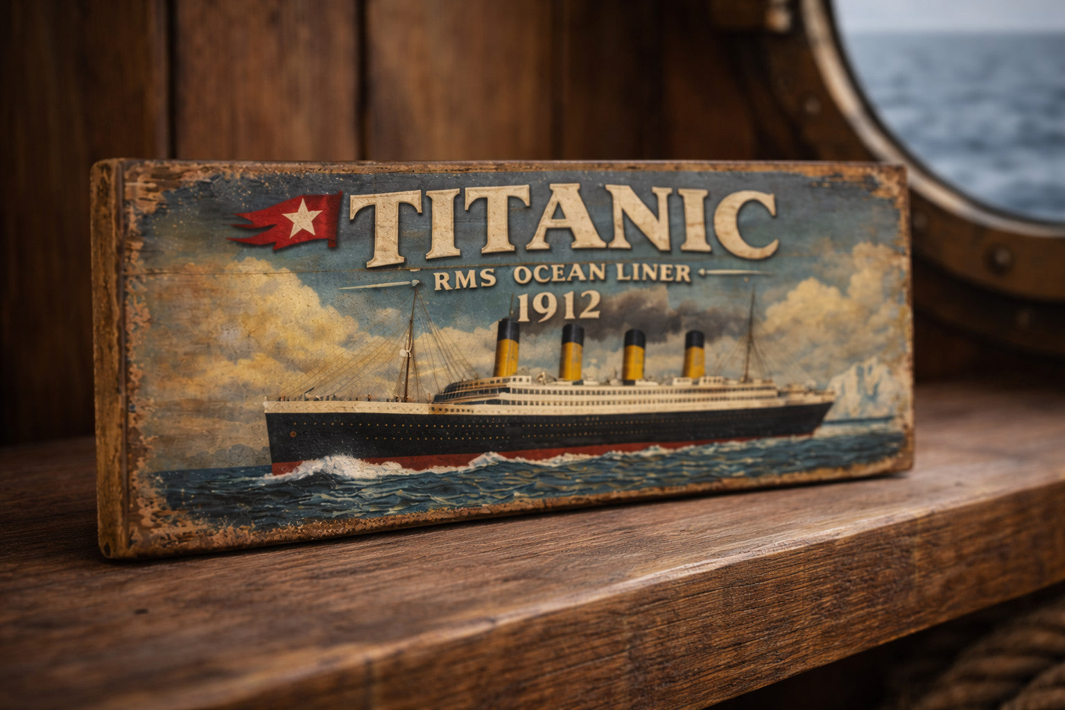Titanic Sign Vintage style Wooden signs Wall Plaque 28cm TITANIC Bathroom